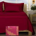 Mayfair Linen 100% Egyptian Cotton Sheets California King Size - 1200 Thread Count 4 PC Cal King Sheets Egyptian Cotton, Cooling Sateen Sheet, High Thread Count Sheet California King - Burgundy