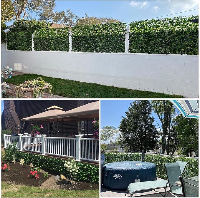 GLANT Expandable Fence Privacy Screen for Balcony Patio Outdoor,Decorative Faux Ivy Fencing Panel,Artificial Hedges (Single Sided Leaves) (1, Dark Green)