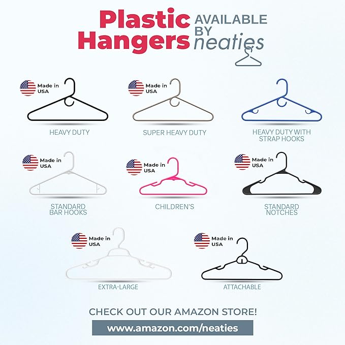 Neaties Heavy Duty Clothes Hangers 100+ Pack (216 Count) – Made in The USA – 8lb Capacity Plastic Hangers for Adult Clothing – Durable for Pants, Coats, Jackets, or Jeans – Blue