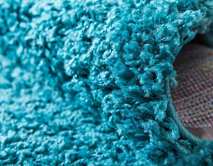 Unique Loom Solid Shag Collection Area Rug (10' x 13' 1" Rectangle, Deep Aqua Blue)