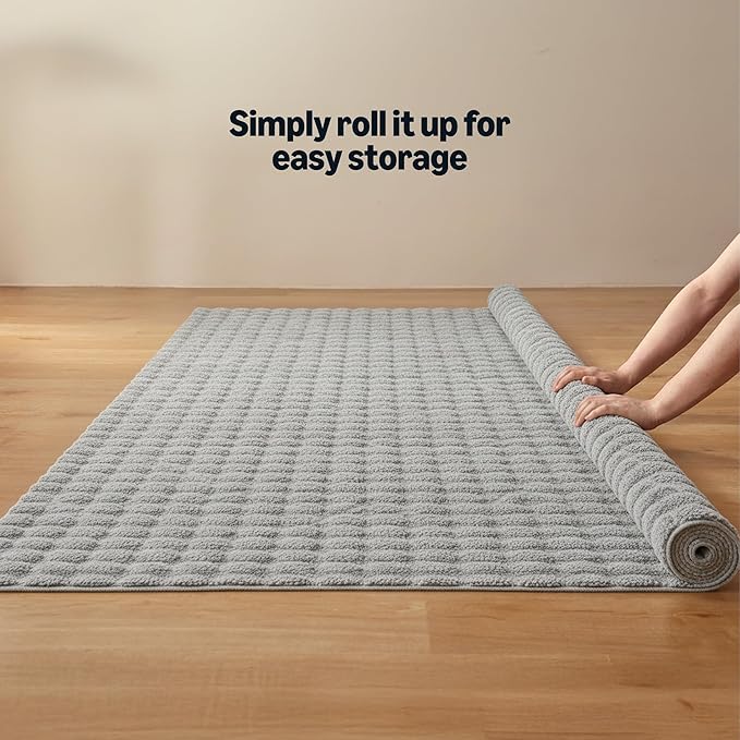 Amazon Basics Indoor Area Rug, 3D Bubble Washable Home Decor Carpet for Living Room, Bedroom, 2' W × 3' L, Grey