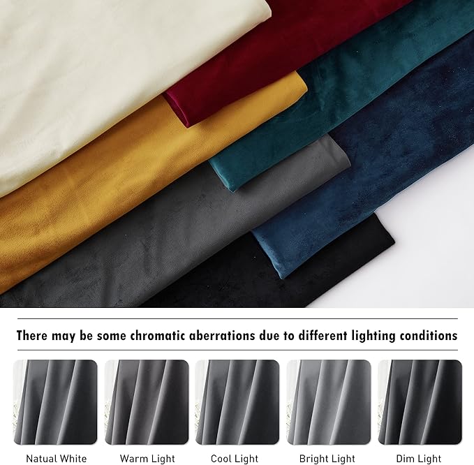 RYB HOME Grey Velvet Curtains 72 inches Long - Super Soft Blackout Curtains Thermal Insulated Drapes for Bathroom Baby Room, Wide 52 x Long 72, Grey, 2 Panels
