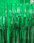 GOER 3.2 ft x 9.8 ft Metallic Tinsel Foil Fringe Curtains Party Photo Backdrop Party Streamers for St. Patrick's Day,Graduation,New Year Eve Decorations Christmas Wedding Decor (Green,4 Packs)