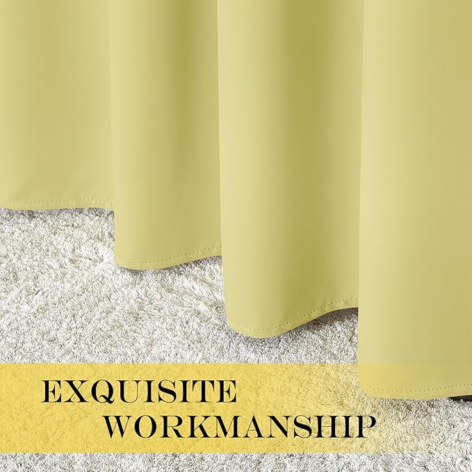 NICETOWN Blackout Curtain Panel 63 inch Long for Window - Thermal Insulated Solid Grommet Blackout Drape for Bedroom Living Room Kitchen (Single Panel, 52W x 63L, Paler Yellow)