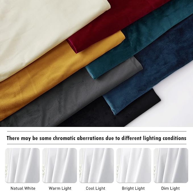 RYB Home Velvet Curtains 108 inches Long - White Super Soft Back Tab & Rod Pocket Energy Efficient Backdrops for Living Room Villa Loft, W52 x L120, White, 2 Pieces