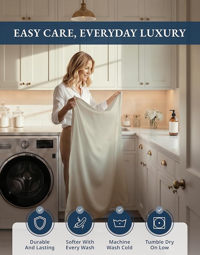 100% Egyptian Cotton King Size Bed Sheets - Premium 1000 Thread Count Breathable, Cooling & Durable 15" Deep Pocket King Sheets, Ultra-Soft Hotel Comfort, Silky Sateen Luxury You Can Feel - Linen