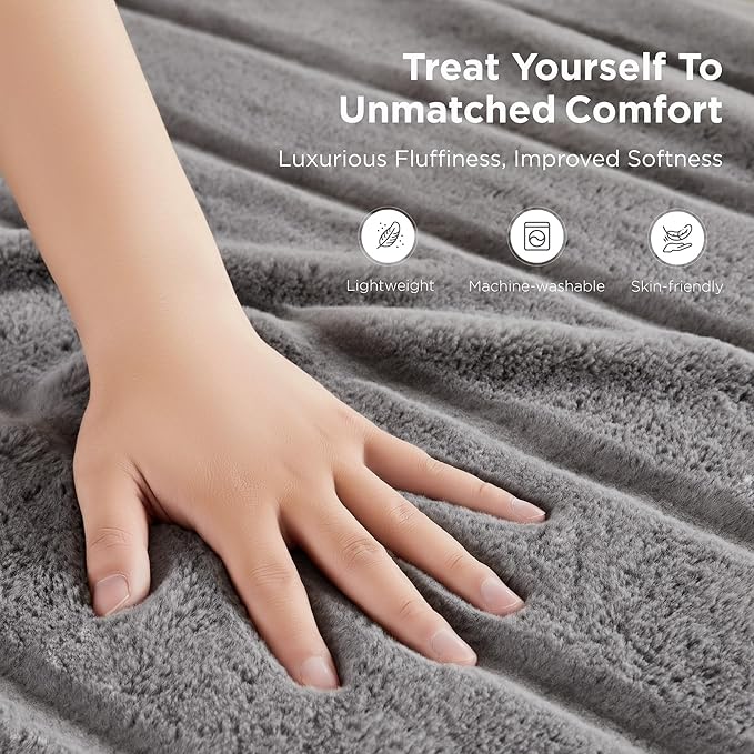 Sophia & William Throw Blanket for Couch Sofa(50x60 Inches) - Faux Fur Throw Soft Cozy, Gifts for Women, Grey