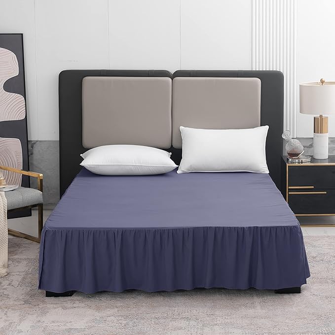 Navy Blue Bed Skirt Twin Size Ruffled Bed Skirt with Split Corners, Twin Bed Skirt 14 Inch Drop,Twin Size Bed Skirt Black for Ruffled Bed Skirt with Split Corners, Bed Skirt Twin Size