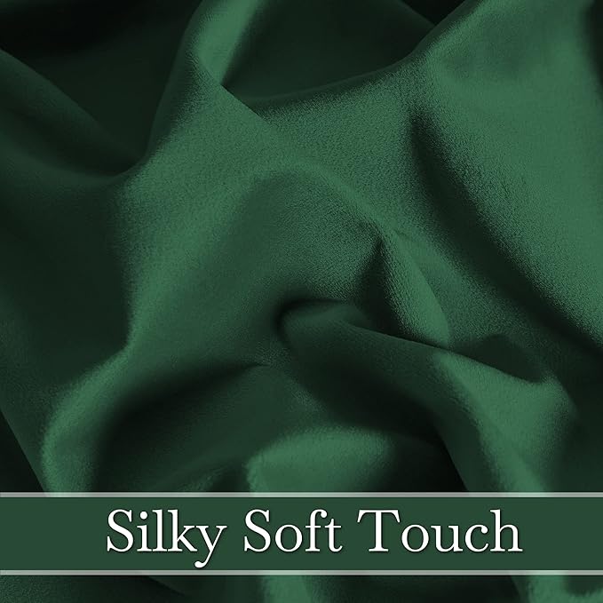 RYB HOME Dark Green Velvet Curtains 102 inches, Back Tab Soft Fabric Room Darkening Thermal Insulated Luxurious Home Decor Curtains for Living Room Bedroom, W 52" x L 102", 2 Panels Set
