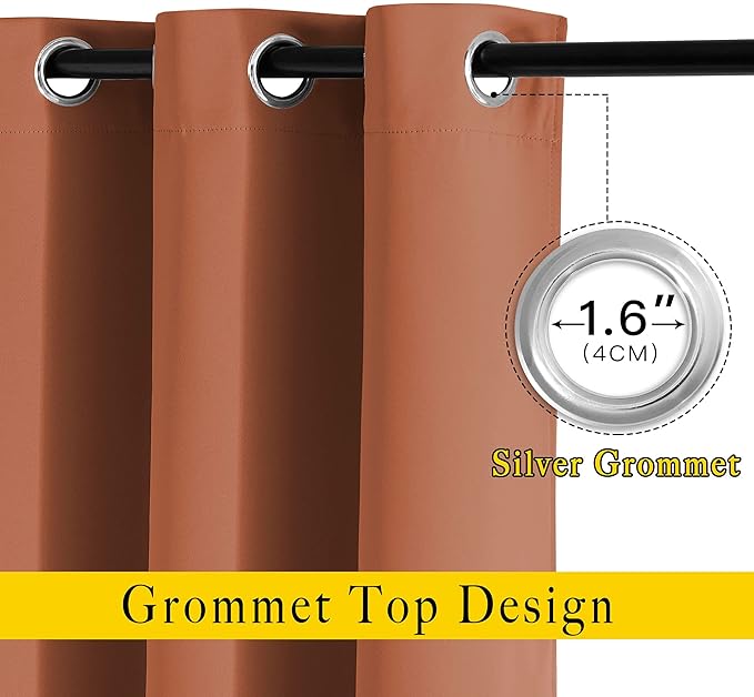NICETOWN Sliding Glass Door Curtain - Grommet Extra Wide Window Treatment Thermal Insulated Drape for Kids Room/Living Room (Burnt Orange, W100 x L95, 1 Panel)