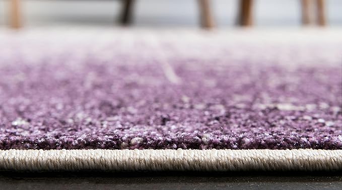 Unique Loom Del Mar Collection Area Rug - Jennifer (2' x 6' 1" Runner, Purple/ Ivory)