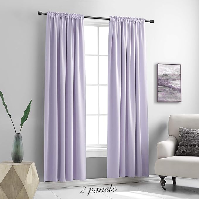 DONREN 84 Inches Long 2 Panels Lavender Purple Curtain Panels for Bedroom - Room Darkening Rod Pocket Thermal Insulated Drapes for Living Room,42 W x 84 L