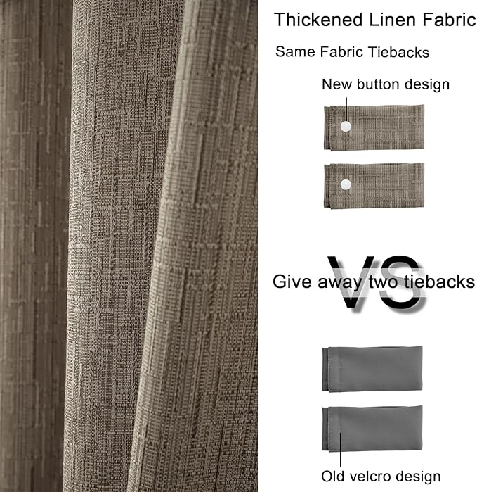 Linen Curtains 188 inch Length 2 Panels for High Ceiling Extra Long Thick Faux Linen Window Drapes Burlap Textured Curtains with Grommet for 2 Story High Living Room (52x188 Dark Coffee)