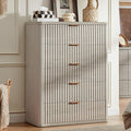 LEYAOYAO Fluted 5 Drawers Dresser for Bedroom, 41" Tall Modern Chest of Drawers with Metal Handle, Curved Profile Farmhouse Closet Organizer Wood Dressers TV Stand for Living Room, Hallway, Lightgrey