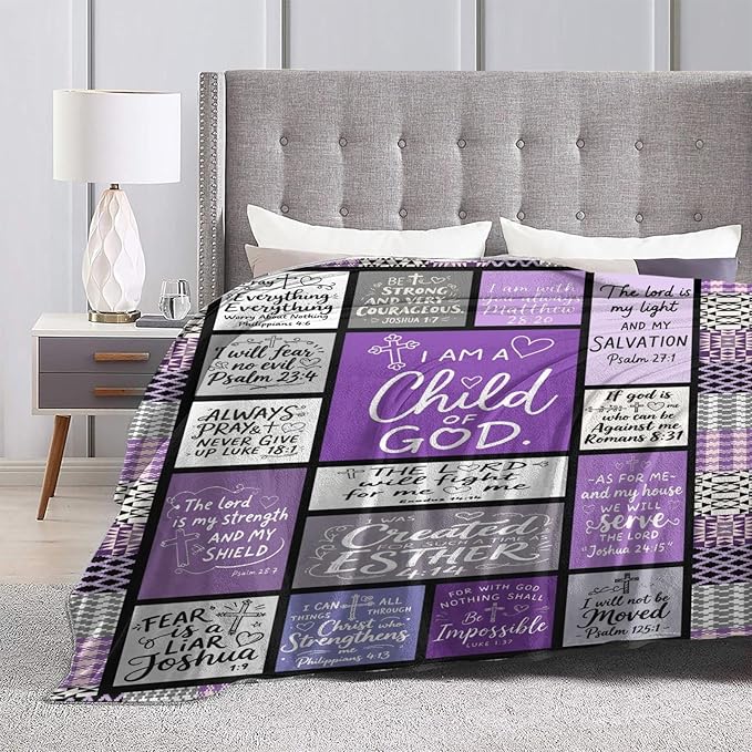 Christian Blanket Gift for Women, Inspirational Throw Blanket for Couch, Soft Lightweight Flannel Blanket, 40"x 50" Thoughts and Prayers Blankets for Bedroom Sofa Living Room Decoration