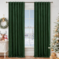 LAMIT Emerald Green Velvet Curtains 96 Inch for Living Room, Thermal Insulated Room Darkening Drapes Noise Reducing Back Tab and Rod Pocket Christmas Panels for Bedroom, Set of 2 Panels, 52 x 96 Inch