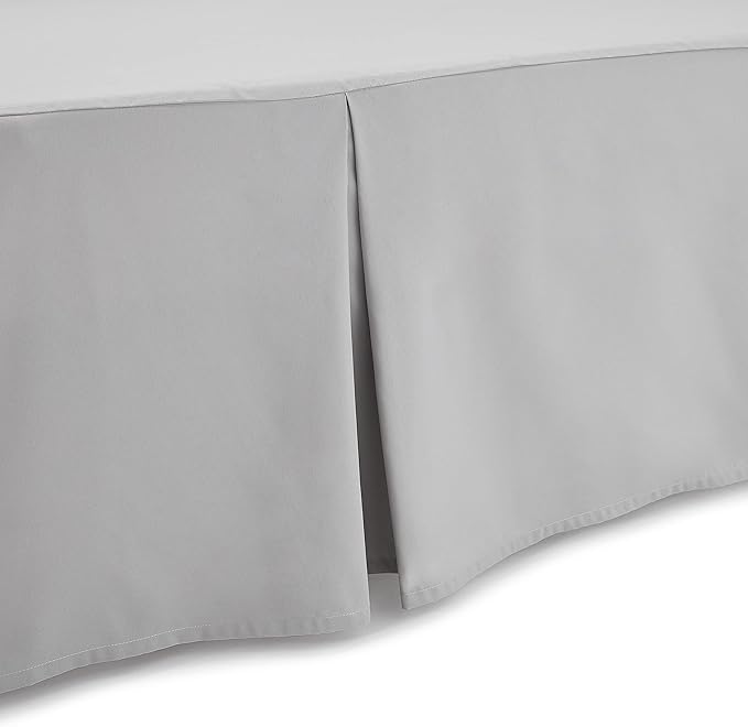 Amazon Basics Lightweight Pleated Bed Skirt, Full, Light Grey, Solid