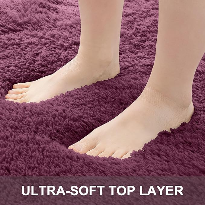 OLANLY 2x6 Machine Washable Runner Rugs for Hallway, Soft Fluffy Shaggy Bedside Rugs for Bedroom, Living Room, Indoor Floor Carpet for Kids Girls Boys, Nursery Rooms, Home Decor Aesthetic, Burgundy