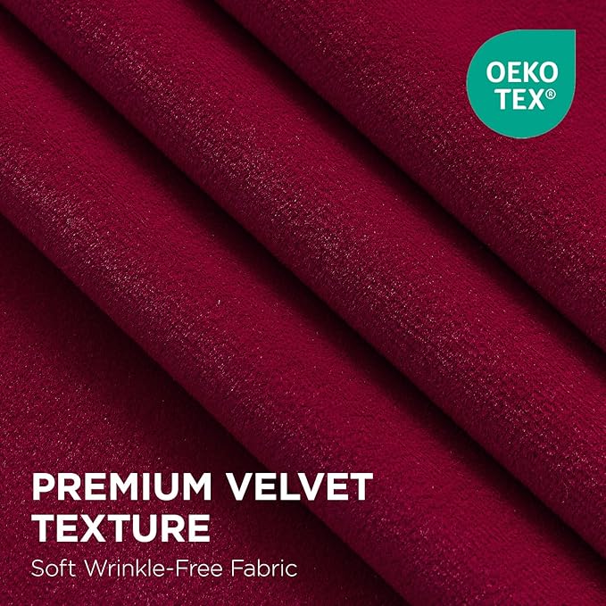 Joydeco Red 100% Blackout Curtains 84 Inch 2 Panels, Luxury Thermal Red Velvet Curtains for Bedroom Living Room, Soundproof Blackout Window Drapes, Rod Pocket & Back Tab (52W x 84L)