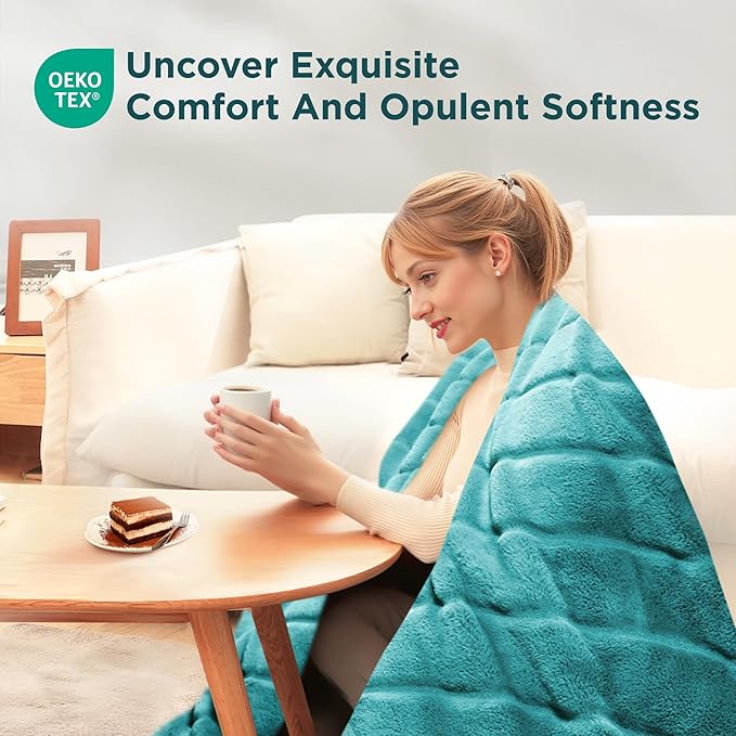 Sophia & William Throw Blanket for Couch Sofa(60x80 Inches) - Faux Fur Throw Soft Cozy, Gifts for Women, Teal