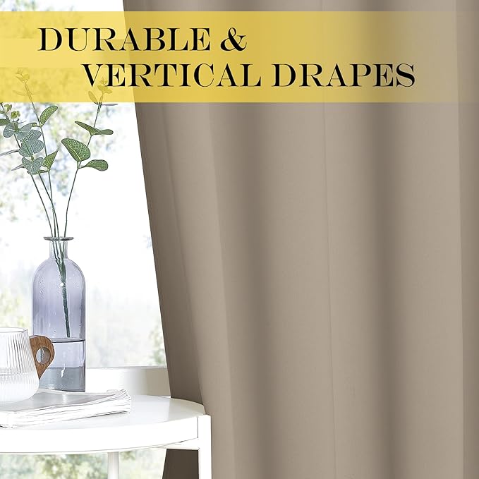 NICETOWN Sliding Door Window Treatment Blackout Patio Door Curtain Panels, Privacy Thermal Drapes for Bedroom Living Room Department with Grommet Top (Taupe, W66 x L110)