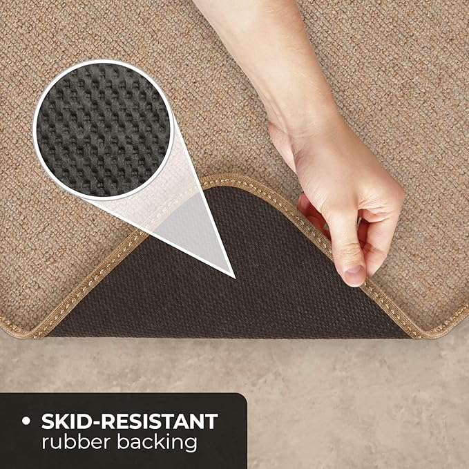 House, Home and More Skid-Resistant Carpet Indoor Area Rug Floor Mat - Pebble Beige - 3 Ft X 5 Ft - Non Slip Rubber Backing, Stain Resistant, Dog Friendly, Living Room Bedroom Kitchen Entryway