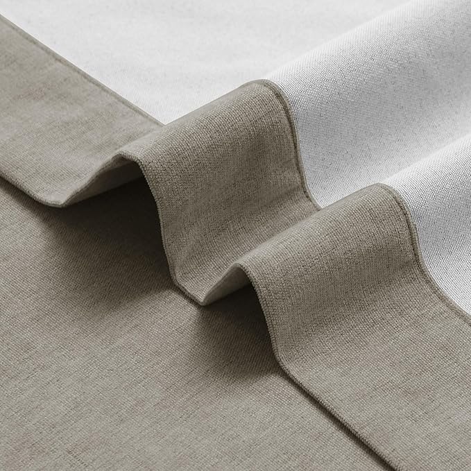 Macochico 100% Blackout Curtains Luxury Chenille Curtains for Living Room Thermal Blackout Curtains for Bedroom Hotel Banquet Classic Decor Light Taupe Curtains with Tieback 72"Wx96"L Grommet 1 Panel