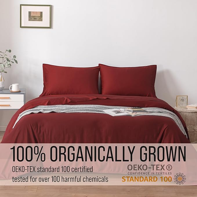 Bella Coterie Luxury Bamboo Viscose Twin Size Sheet Set | 100% Organically Grown | Ultra Soft | Cooling for Hot Sleepers | 18" Deep Pocket [Merlot]