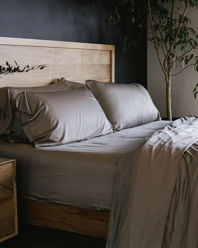 Cozy Earth Luxury Bed Sheet Set - 100% Viscose from Bamboo Fabric, Ultra-Soft & Breathable, Fits Regular & Deep Pocket Mattresses up to 20" - 4 Pieces King Sheet Set Dove Grey