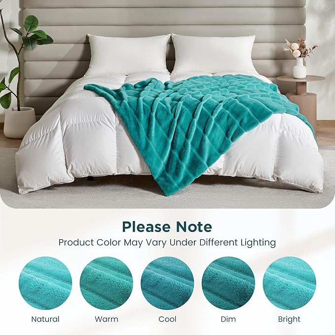 Sophia & William Throw Blanket for Couch Sofa(90x90 Inches) - Faux Fur Throw Soft Cozy, Gifts for Women, Teal