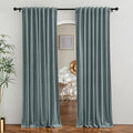 RYB Home Blue Velvet Curtains 96 inches - Room Darkening Curtains for Bedroom, Back Tab Thermal Insulated Light Block Window Drapes, Width 62 x Length 96 inch, Stone Blue, 2 Panels