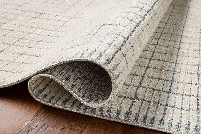 Loloi Amber Lewis Bexley Collection BEX-04 Slate/Natural 2'-7" x 4' Accent Rug Neutral, Textured, Living, Bedroom, Dining, Carpet