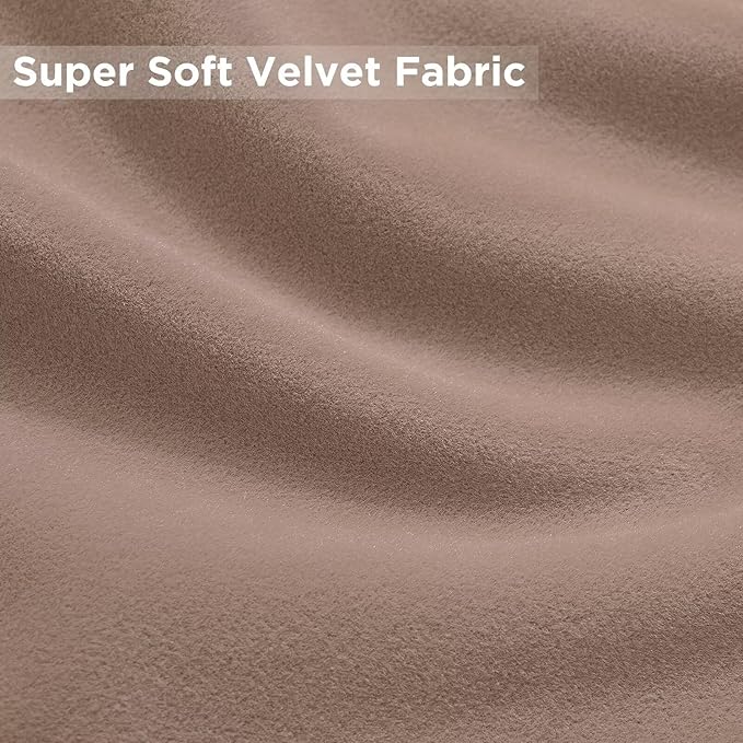 Joydeco Velvet Curtains Rose Beige Blackout Curtains Thermal Insulated 63 inches Long Window Curtains Super Soft Room Darkening Drapes for Bedroom Living Room Elegant Rod Pocket 2 Panels Rose Beige