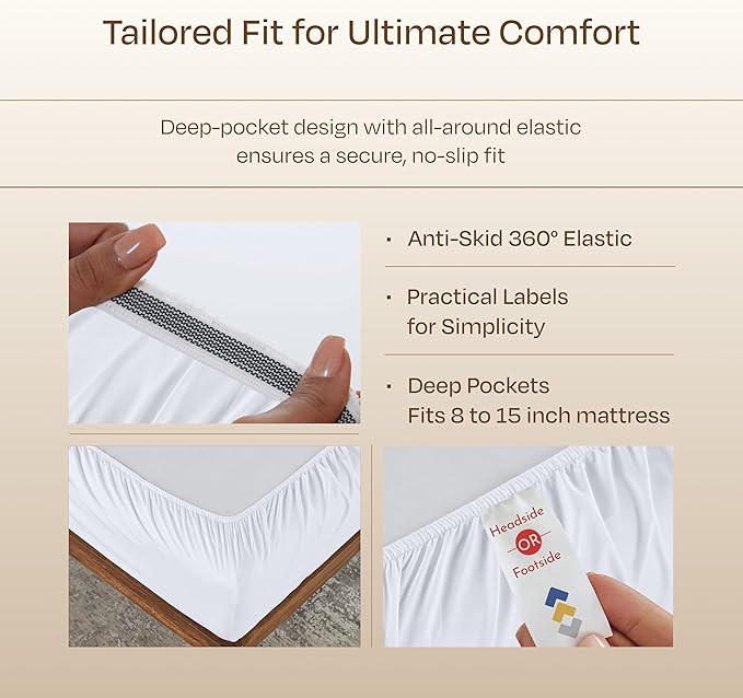 California Design Den Split King Sheets Sets for Adjustable Bed - Buttery Soft 800 Thread Count, 100% Cotton Sateen, Durable Bedding Set - White