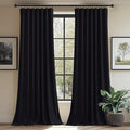 StangH Wide Velvet Curtains for Sliding Door 90 inches Long Blackout Black Thermal Insulated Window Drapes Rod Pocket Light Blocking Covering for Living Room, W62 x L90, 2 Panels