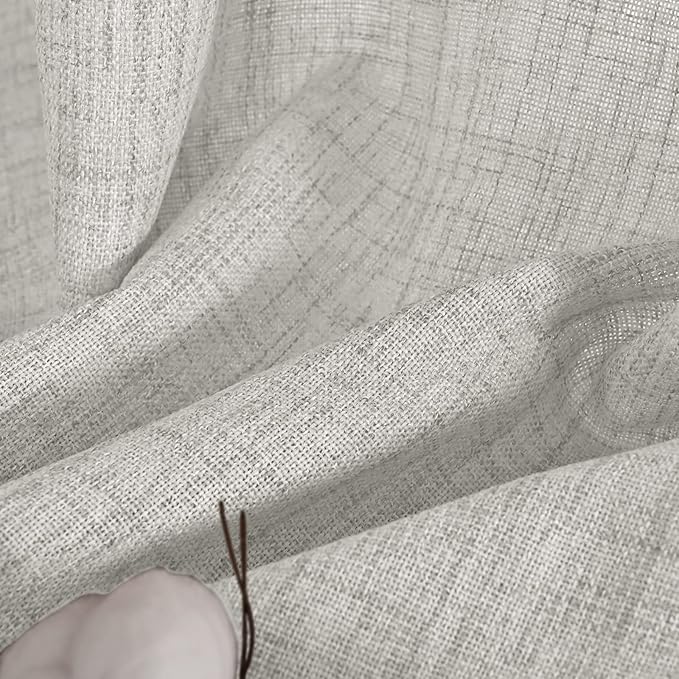 YoungsTex Light Grey Linen Curtains 63 Inches Long Bronze Grommet Light Filtering Window Drapes for Living Room Bedroom Office Lightweight, 60 x 63 Inch, 2 Panels