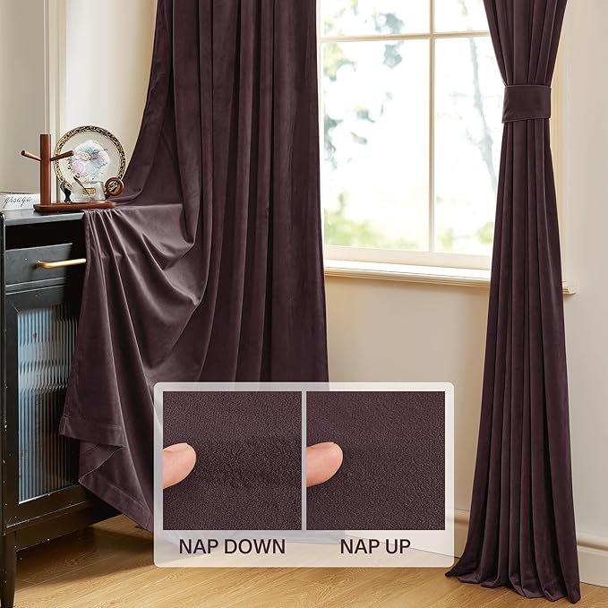 StangH Purple Curtains 84 Inch - Luxury Thermal Light Blocking Privacy Velvet Drapes for Bedroom & Living Room, Super Soft Noise Reducing Window Treatments, W52 x L84, 2 Panels