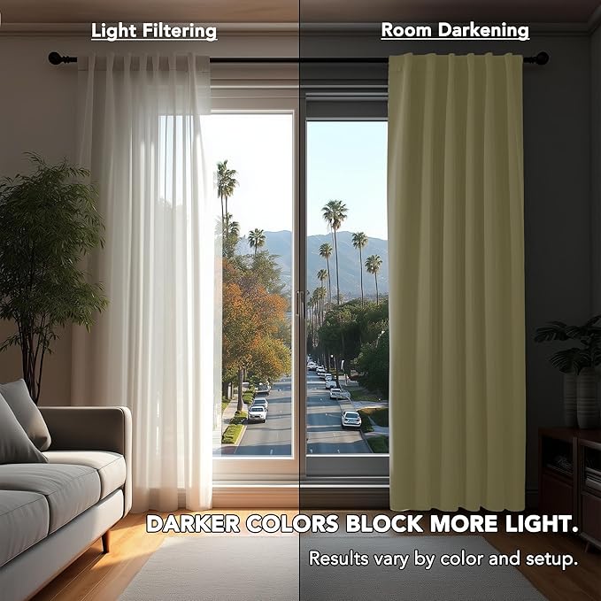 Deconovo Blackout Curtains, Thermal Insulated, W70 x L95 2 Panels, Back Tab, Machine Washable, Room-Darkening Drapes for Bedroom/Living Room Beige