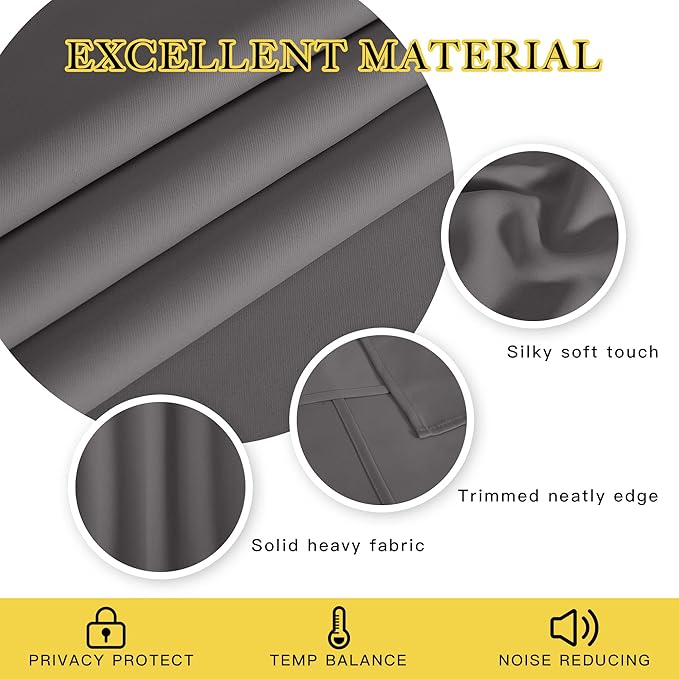 NICETOWN Blackout 118 inch Long Curtain for Living Room, Grommet Room Divider Sound Reducing Window Treatment for Sliding Glass Door/Bedroom, Gray, W66 x L118, 1 Panel