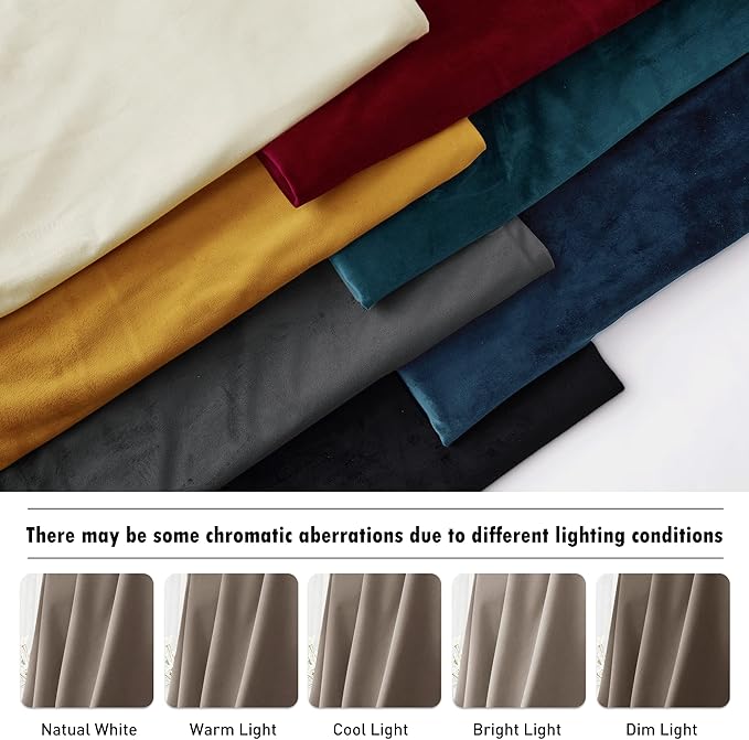 RYB Home Bedroom Curtains Heavy Velvet, Room Darkening Privacy Window Curtains Soft Durable Velvet Backdrops for Sliding Door Living Room, Taupe, W52 x L108 inches, 2 Panels Set