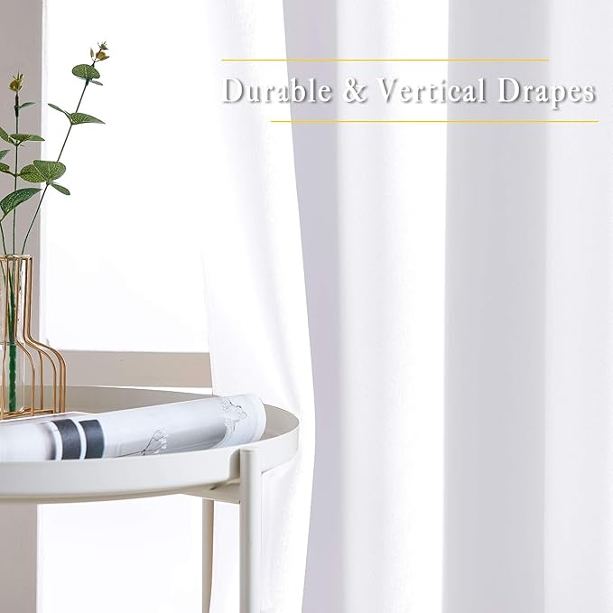 NICETOWN White Room Darkening Draperies and Curtains - Home Fashion Energy Saving Grommet Top Room Darkening Drape Panels for Bedroom (Set of 2, 66 by 90 Inch, White)