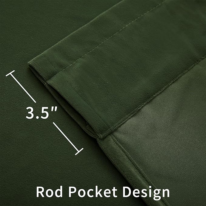 Joydeco Olive Green Velvet Curtains 102 inch Length 2 Panels, Luxury Blackout Rod Pocket Thermal Insulated Window Curtains, Super Soft Room Darkening Drapes for Living Room Bedroom,W52 x L102 inches