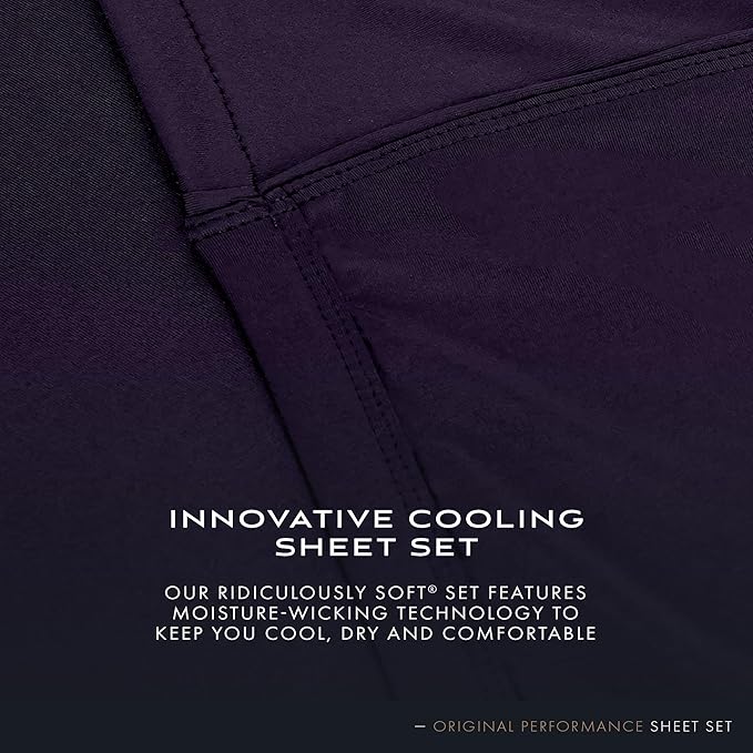 SHEEX - Original Performance Sheets Set (Queen) Royal Plum - Cooling Sheets - Moisture Wicking - 1 Flat Cooling Sheet, 1 Fitted Cooling Sheet, 2 Pillow Covers - Wrinkle Free - Sleep Aid