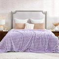 Cozy Bliss Faux Fur Throw Blanket for Couch, Cozy Warm Plush Striped Blanket for Sofa Bedroom Living Room, 90 * 90 Inches Lavender