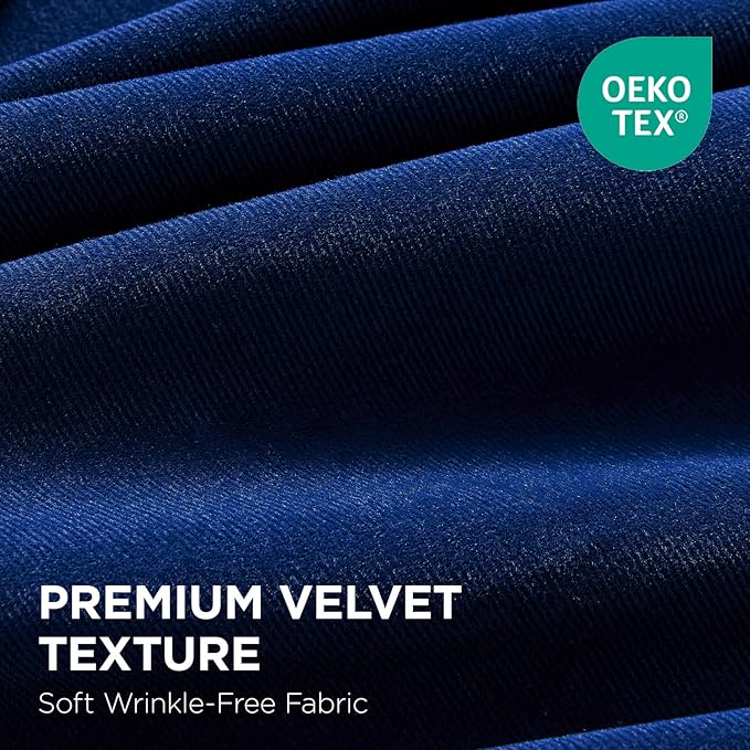 Joydeco Royal Blue 100% Blackout Curtains 90 Inch 2 Panels, Luxury Thermal Royal Blue Velvet Curtains for Bedroom Living Room, Soundproof Blackout Window Drapes, Rod Pocket & Back Tab (52W x 90L)