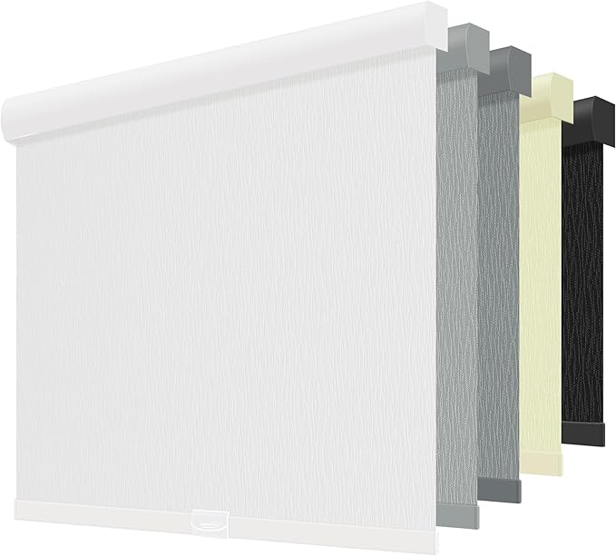 ChrisDowa Cordless Blackout Roller Shades for Windows, Striped Free-Stop Window Blinds with Privacy, Thermal Insulated Window Shades for Home, Office and Door. White, 23" W x 72" H