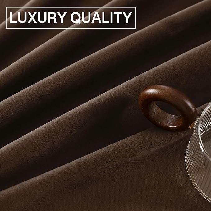 StangH Luxurious Brown Velvet Curtains Room Darkening Window Drapes for Living Room/Bedroom, Soft Thermal Insulated Curtains, Elegant Home Decor, W52 x L105, 2 Panels