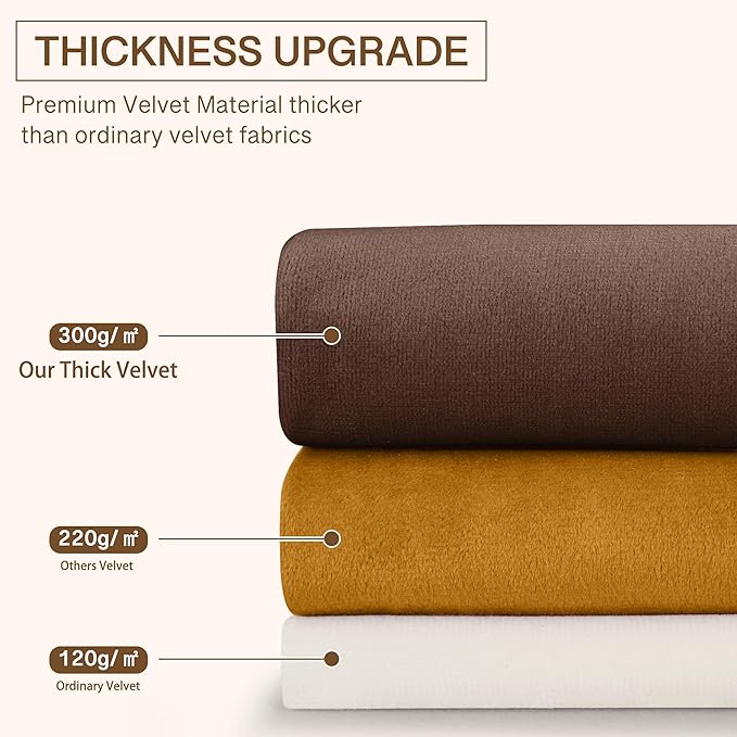 StangH Reddish Brown Velvet Curtains for Living Room 2 Panels, Thermal Insulated Light Blocking Window Drapes, Luxury Heavy Thick Panels for Display Window/Party Backdrops, W52 x L96, 2 Panels