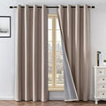 100% Blackout Curtains 84 Inch Length 2 Panels Set, Black Out Curtains for Living Room, Beige Thermal Insulated Grommet Drapes Bedroom Luxury Decor Privacy(37W × 84L inch, Beige)