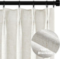 Topfinel Black Out Linen Curtains 54 Inch Long, Pinch Pleat Back Tab Pleated Country Room Darkening Uv Blocking Cute Short Curtains for Small Window Bedroom Nursery Cafe with Clips, Ivory Off White